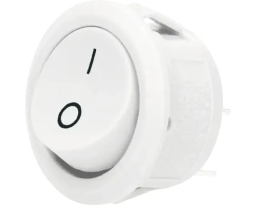 Întrerupător rotund cu două poziții On/Off, 230 V, alb buc
