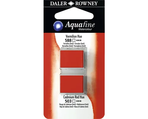 Set 2 godete acuarelă Aquafine Vermilion Hue & Cadmium Red Hue buc