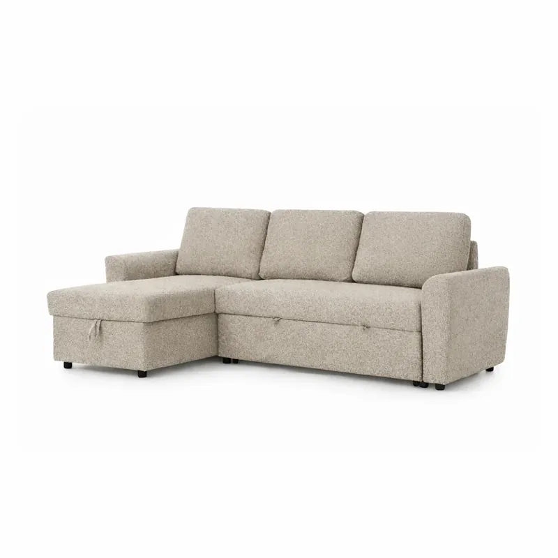 CANAPEA VELARA, BEJ COLTAR EXTENSIBIL STANGA/DREAPTA, CU DEPOZITARE, XL W227*D154*H85CM