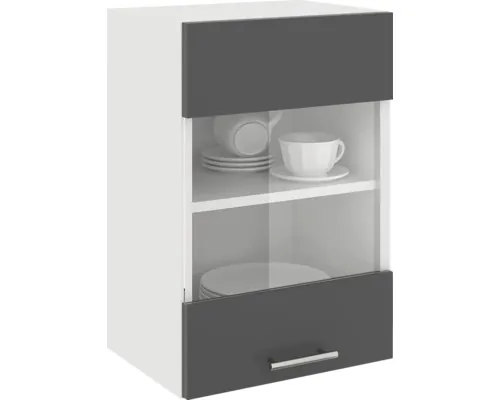 Corp superior bucătărie Karo cu ușă de sticlă 40 cm, alb/antracit buc