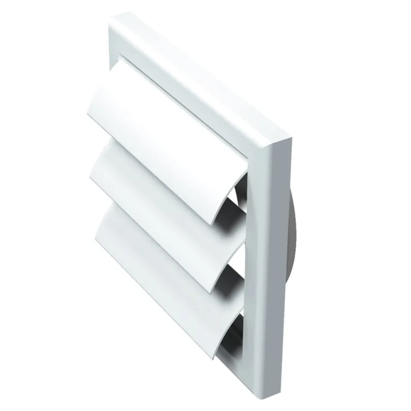 Grila cu jaluzele gravitationale Vents, PVC, alb, 100 mm