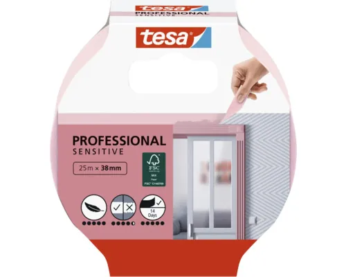 Bandă de mascare tesa® Professional Sensitive pentru tapet și suprafețe sensibile 38 mm x 25 m buc