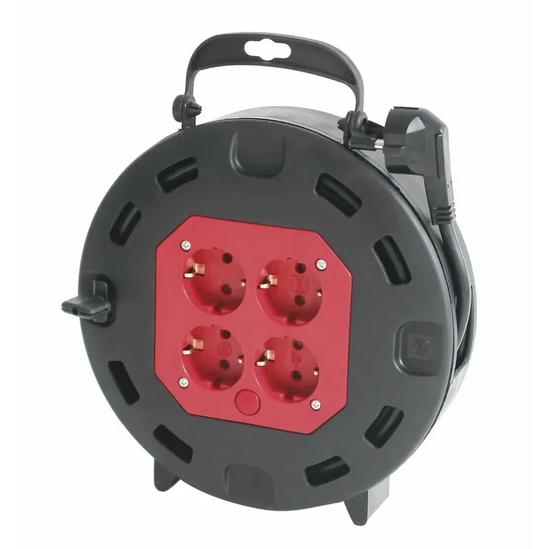 Derulator cablu electric capsulat 16095, 4 prize, 15 m, 3 x 1.5 mmp, contact de protectie
