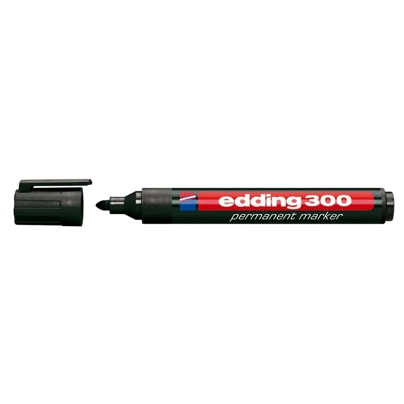 Marker permanent Edding 300, corp plastic, varf rotund, 1,5-3 mm, negru