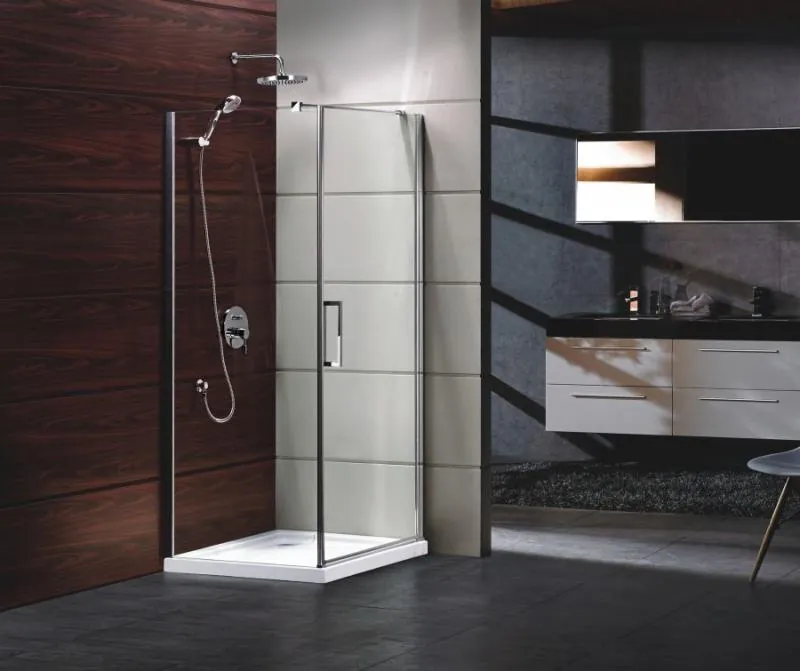 Cabina dus, Zeya, Kansas, patrata, sticla securizata 6mm, transparenta, profil crom, fara cadita, 100x100x190 cm, dreapta
