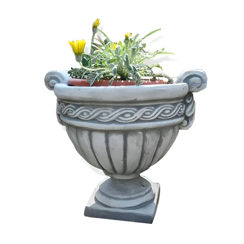 Jardiniera din beton Grecia, exterior, model cupa, rotunda, alb patinat, 44 x 44 cm buc