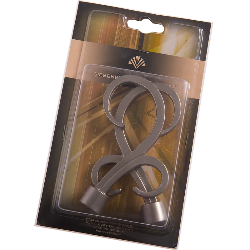 Set 2 capete pentru galerie metal forjat crenguta inox, diametru 16 mm 2buc