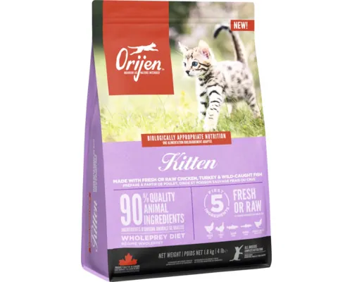 Hrană uscată pentru pisici ORIJEN Kitten cu pui, curcan și pește fără cereale 1,8 kg buc