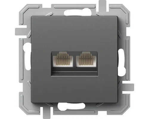 Priză date RJ45 dublă TEM Logiq CAT6, antracit buc