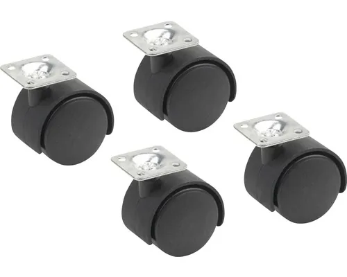 Roți mobilă pivotante plastic Ø50 placă fixare Ø40mm pachet 4 bucăți