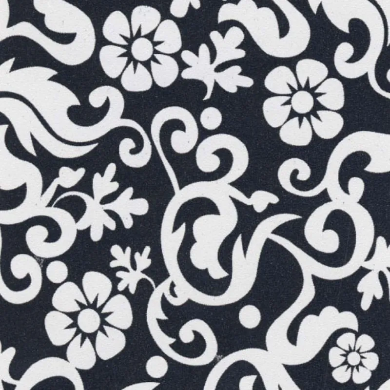 Folie autocolanta imprimeu 15-6485, model floral alb-negru, 0.45 x 15 m
