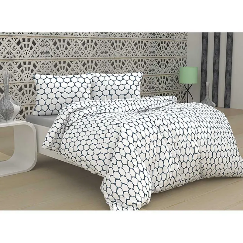 Set husa pilota 200x220 cm + 2 fete perna 50x70 cm, Acasa, 100% bumbac, gri/alb