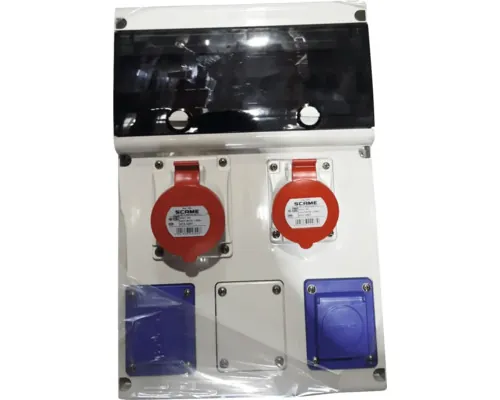 Tablou organizare electrică șantier cablat Scame B5 5 module IP44, montaj aparent, cu 2 prize trifazice 16A/32A și 2 prize simple cu împământare buc