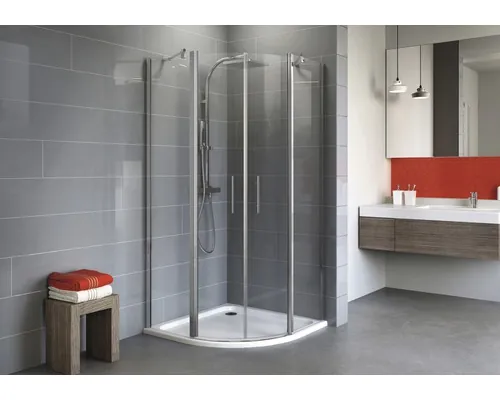 Cabină de duş semirotundă Schulte Alexa Style 2.0 90x90x192 cm R500 sticlă transparentă profil cromat buc