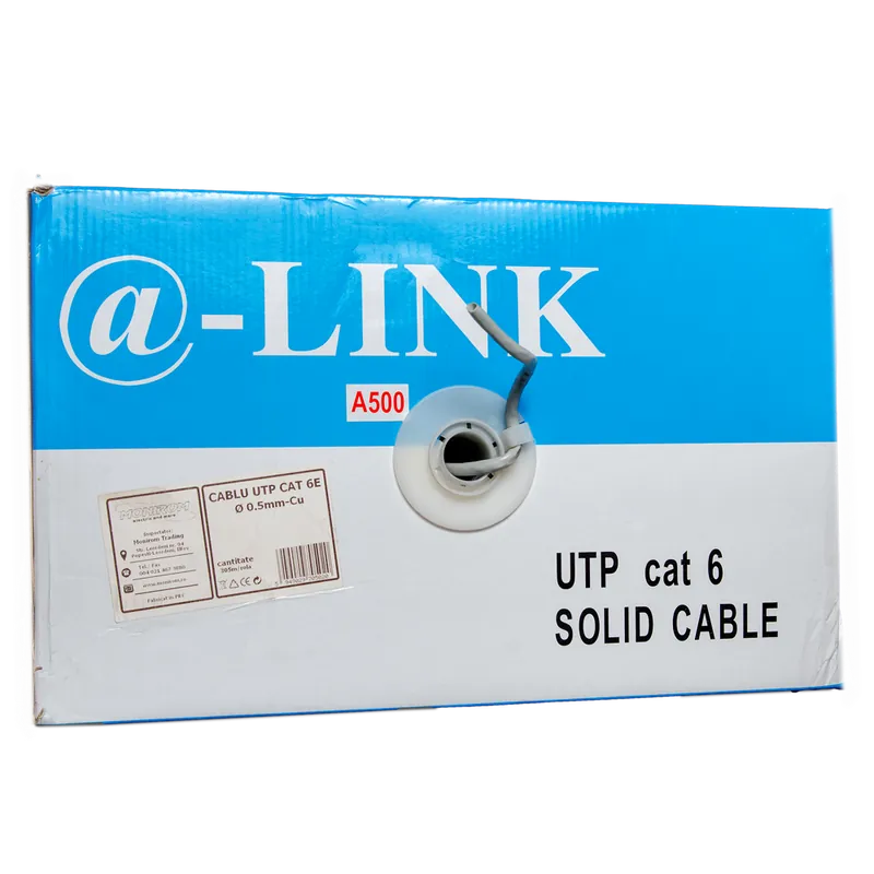 Cablu UTP cat6 ICME Ecab, 4 perechi, 24 AWG, nemufat, rola 305 m