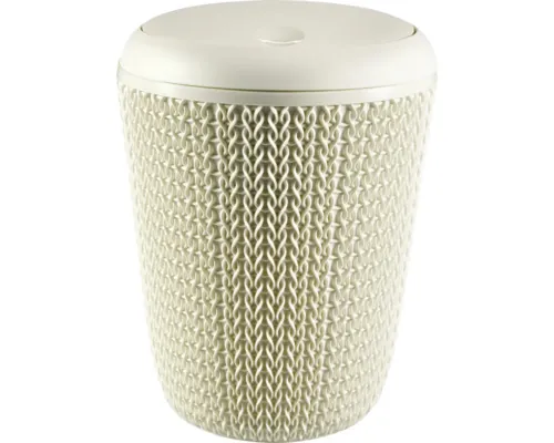 Coș gunoi Curver Knit 7L, cu capac batant, crem buc
