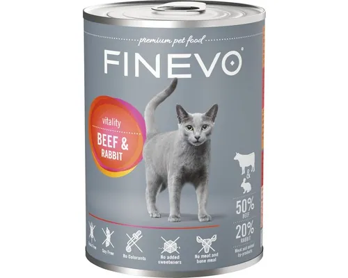 Hrană umedă pentru pisici FINEVO Vitality cu vită și iepure 400 g buc