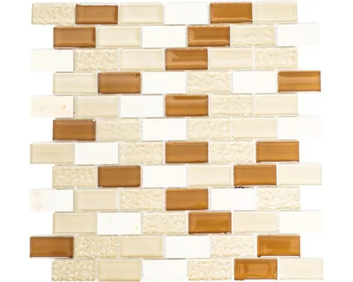 Mozaic sticlă-piatră naturală XCM MB834 bej 31x32,2 cm buc