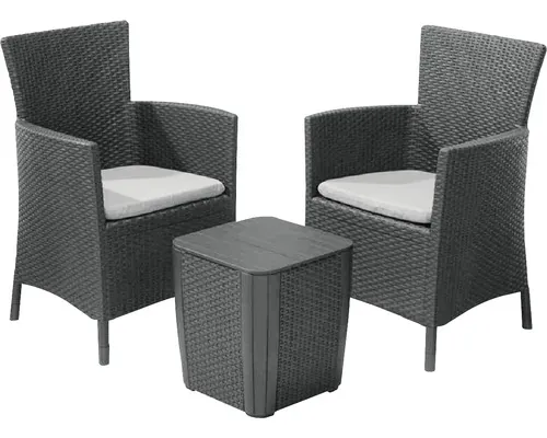 Set mobilier grădină/terasă Allibert Jardin Yowa plastic 3 piese 2 locuri grafit buc