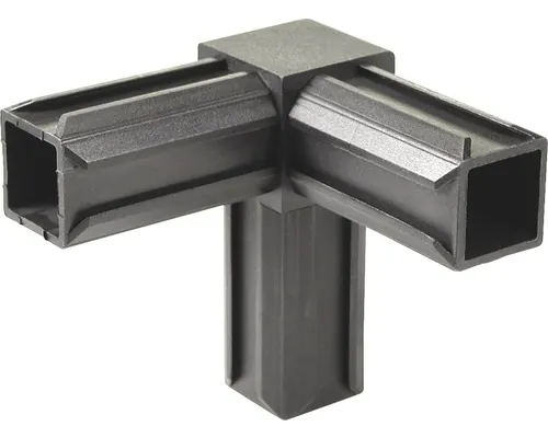 Conector țeavă pătrată tip „E” Alberts XD 20x20 mm, unghi 90°, plastic negru buc