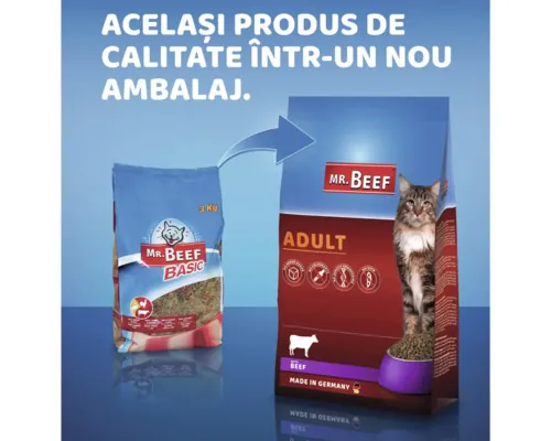 Hrană uscată pentru pisici MR. BEEF Adult cu vită 4 kg buc