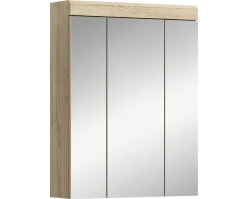 Dulap baie cu oglindă Xonox.home Lambada 79x60 cm PAL stejar Sonoma 3 uşi buc