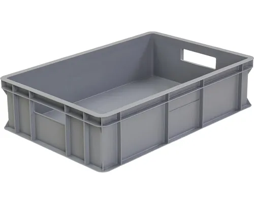 Ladă depozitare din plastic etanșă Wibo Eurobox 40 L, 600x200x400 mm gri, cu mânere buc