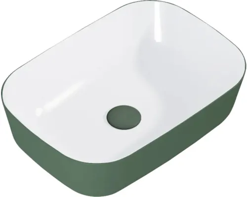 Lavoar pe blat Jungborn NONUS/DECEM 45,5x32,5 cm alb/verde mat buc