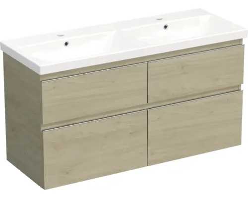 Set mobilier baie suspendat Jungborn TRENTA 120 cm stejar Kendal mâner crom buc