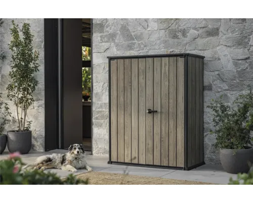 Dulap depozitare grădină pentru unelte Keter Signature Ashwood Alto plastic 140x73,6x170,4 cm lemn/antracit buc