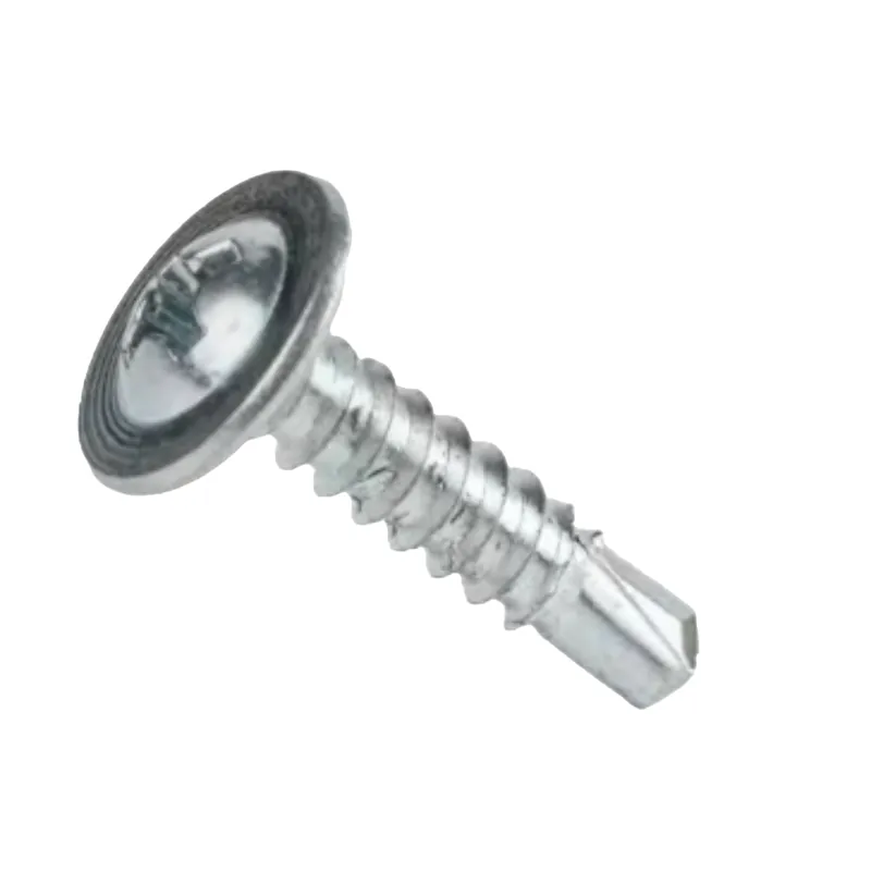 Surub autoforant cap plat cu saiba, otel zincat alb, 4.2. mm diametru, 16 mm lungime