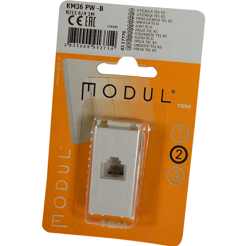 Priza pentru telefon Modul Categoria 3 1 modul, alb