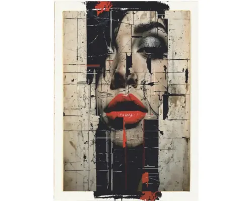 Tablou canvas pictat Red Lips 35x45 cm buc