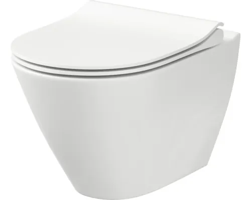 Vas WC suspendat Cersanit City Clean On, incl. capac WC, fără margine de clătire, evacuare orizontală, alb buc