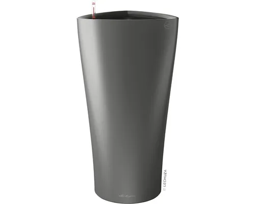 Ghiveci Lechuza Delta Ø 30 cm H 56 cm antracit metalic incl. sistem de irigare, inserție plante, substrat, indicator al nivelului de apă buc