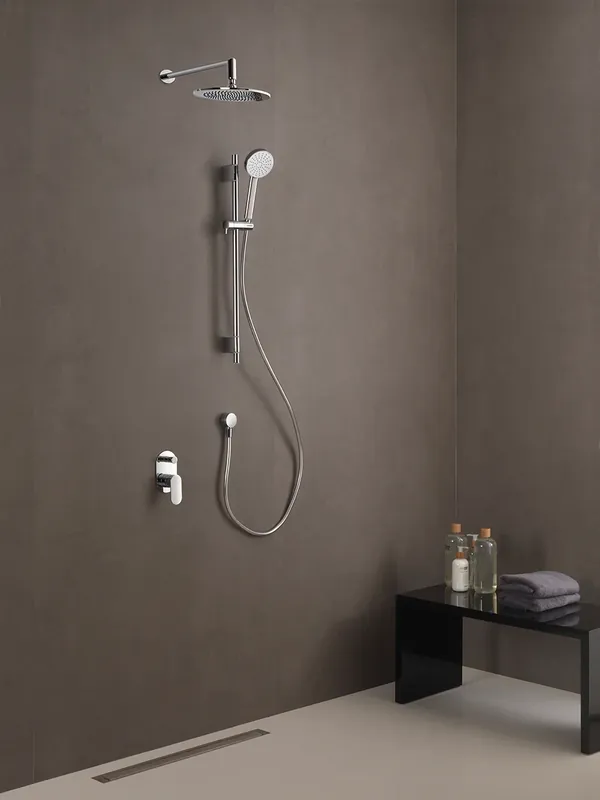 PACK ROUND SHOWER HEAD 20CM VALVE INOX