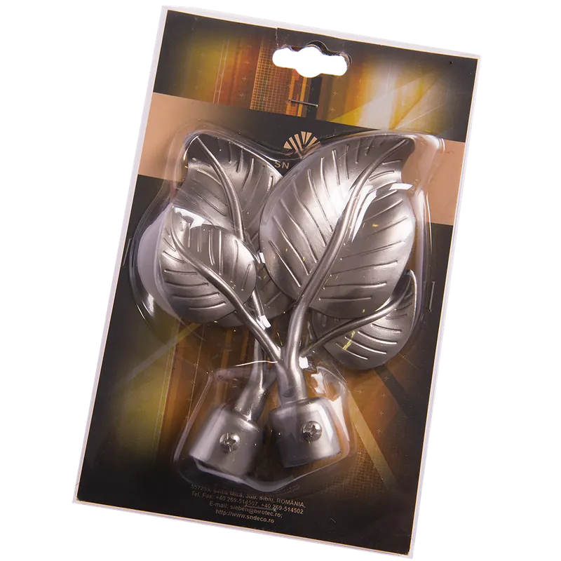 Set 2 capete pentru galerie metal frunza inox, diametru 20 mm 2buc