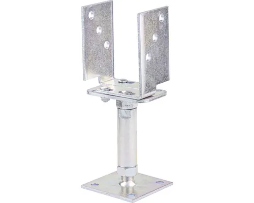 Suport stâlp tip U Alberts 71->161x110x70 mm, reglabil, oțel zincat galben, fixare în șuruburi buc