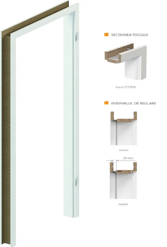 TOC REGLABIL PORTA SYSTEM, LEMN, 95-115MM, PORTASYNCHRO WENGE ALB, STANGA 80