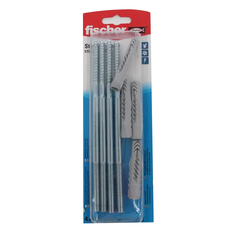 Prezon lemn / metal, Fischer STS, din otel, 8 x 180 mm + diblu nylon, UX 10, set 4 bucati buc