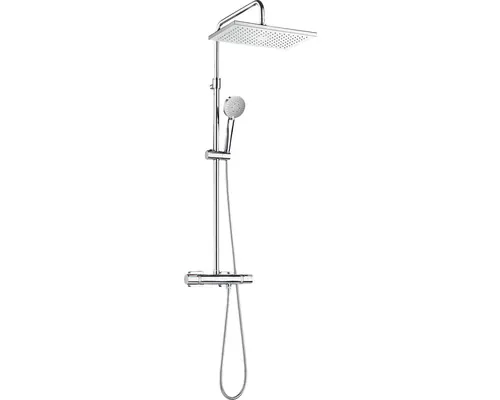 Sistem de duș termostatat Roca Even-T Square, duș fix 36x24 cm, pară duș 3 funcții, crom buc