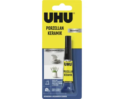 Adeziv instant UHU pentru porţelan/ceramică 3 g buc