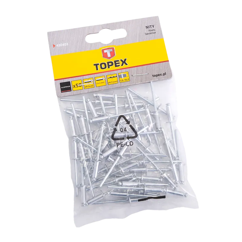 Nituri pop, aluminiu, Topex, 4 x 12,5 mm, 50 bucati 50buc