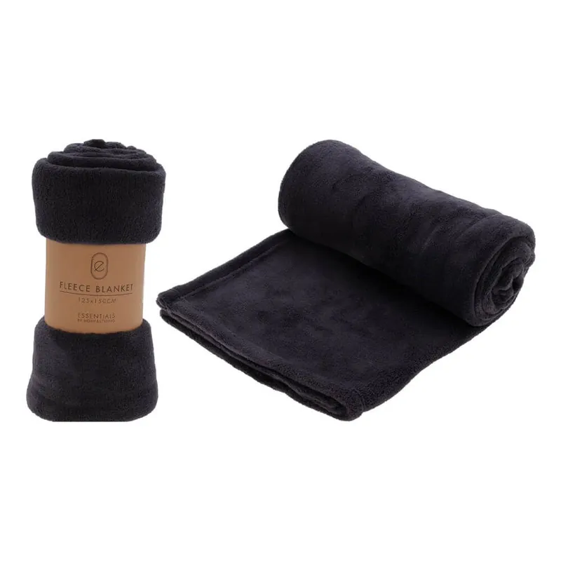 Patura Coral cu aspect fleece, 125x150 cm, antracit