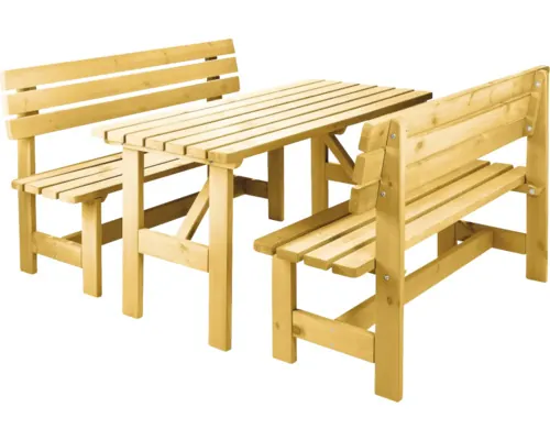 Set mobilier grădină/terasă Wilk Wien II din lemn 3 piese 6 locuri maro buc