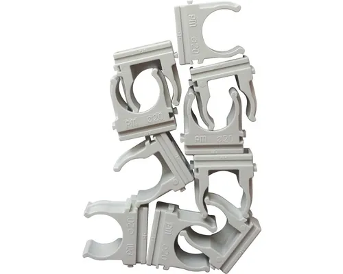 Bride plastic pentru tub rigid Ø25 mm, pachet 10 bucăți, culoare gri