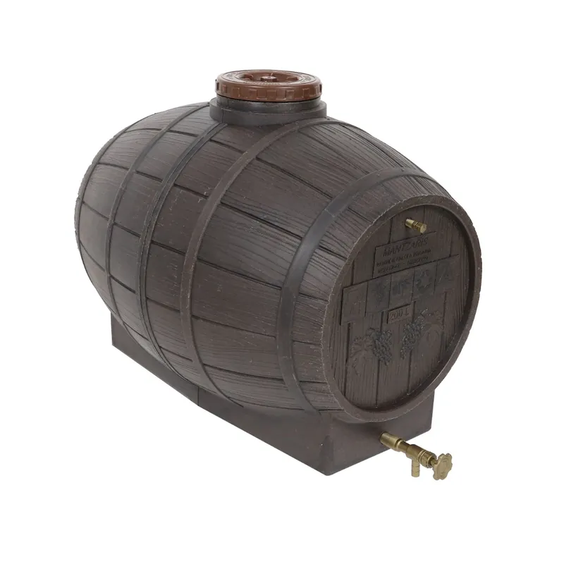 Butoi plastic alimentar, pentru vin, cu capac, 200 litri, maro D 62 cm + canea si aerisitor buc