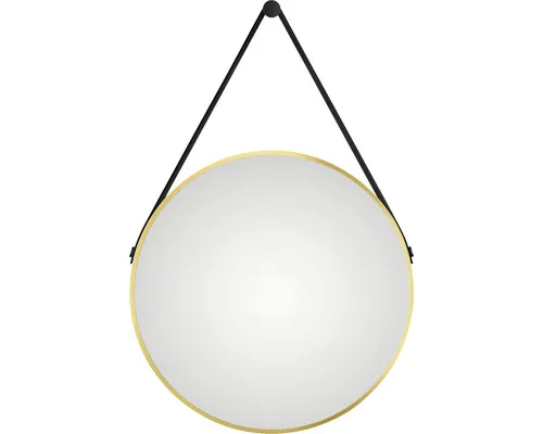 Oglindă baie rotundă DSK Bronze Belt cu ramă și curea neagră Ø60 cm buc