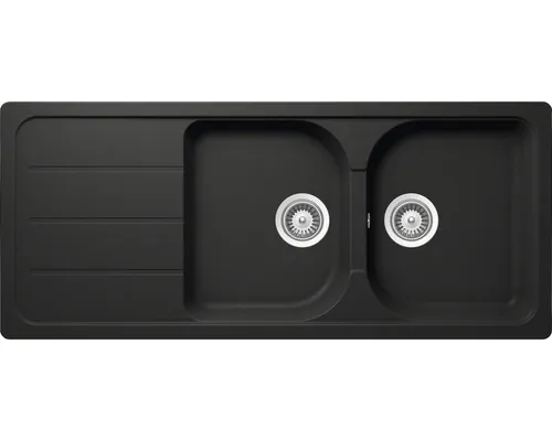 Chiuvetă bucătărie cristalite 2 cuve Schock Formhaus D-200 50x116 cm cu picurător Nero reversibilă buc