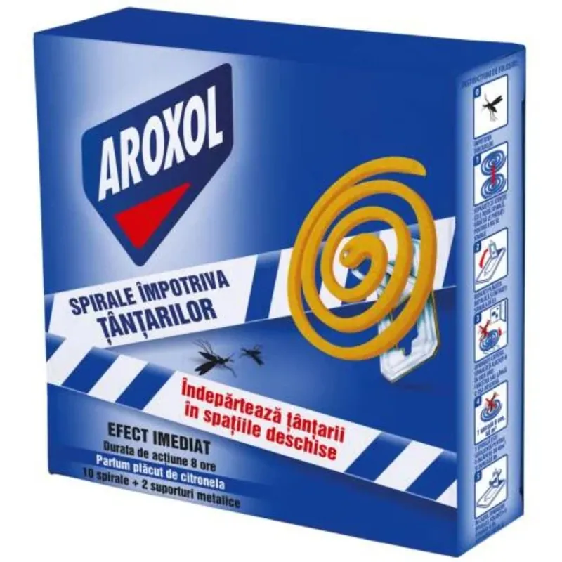 Spirale antitantari Aroxol, aroma citronela, pentru exterior 10 bucati 10buc